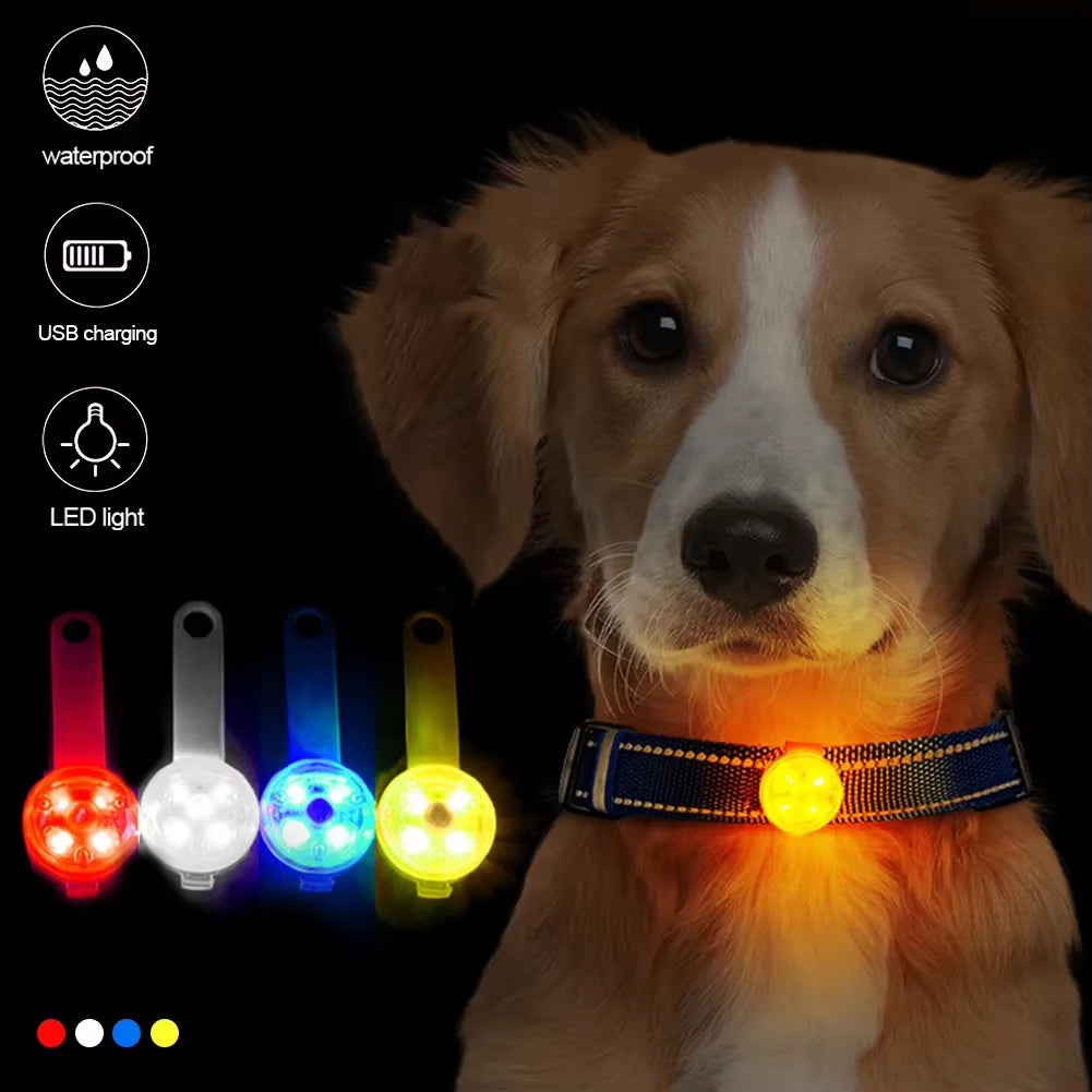 Dogs Collars Pendant Waterproof Safety LED Flashing Light USB Rechargeable LED Light Pendant for Dogs Cats Pets