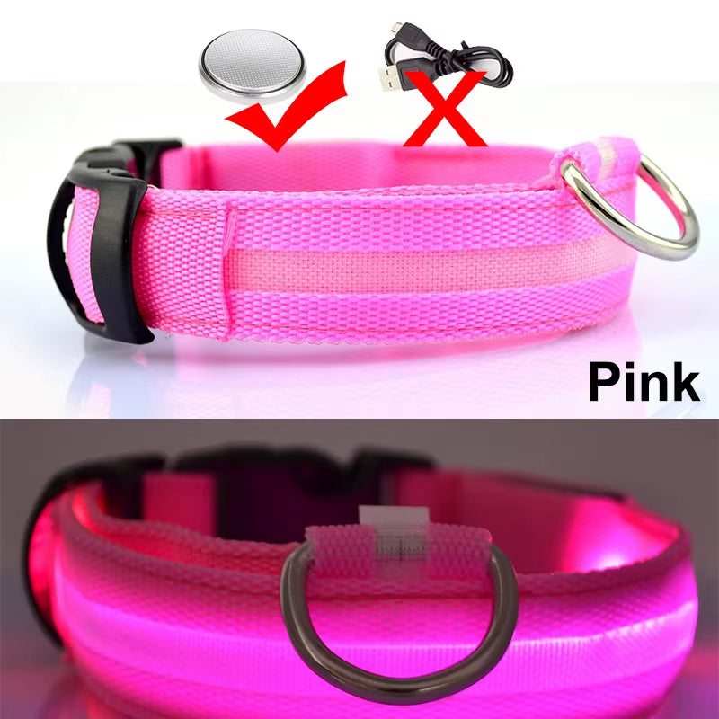 Usb Charging Led Dog Collar Safety Led Luminous Dog Pet Light up Collar Night Nylon Necklace Glowing Leads for Dogs Night Safety