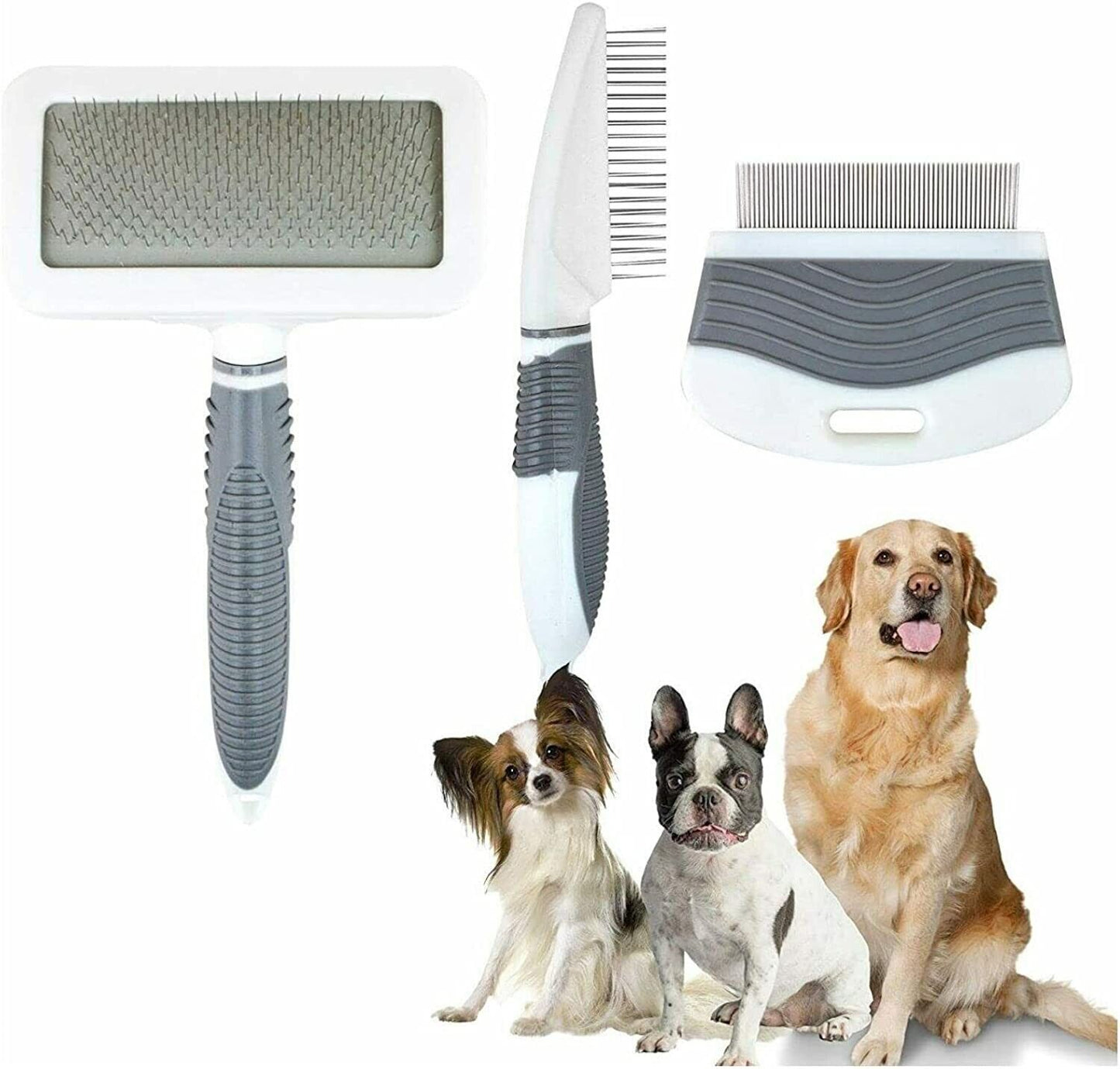 Pet Grooming Set for Cat Dog, Grooming Slicker Brush and Comb Set