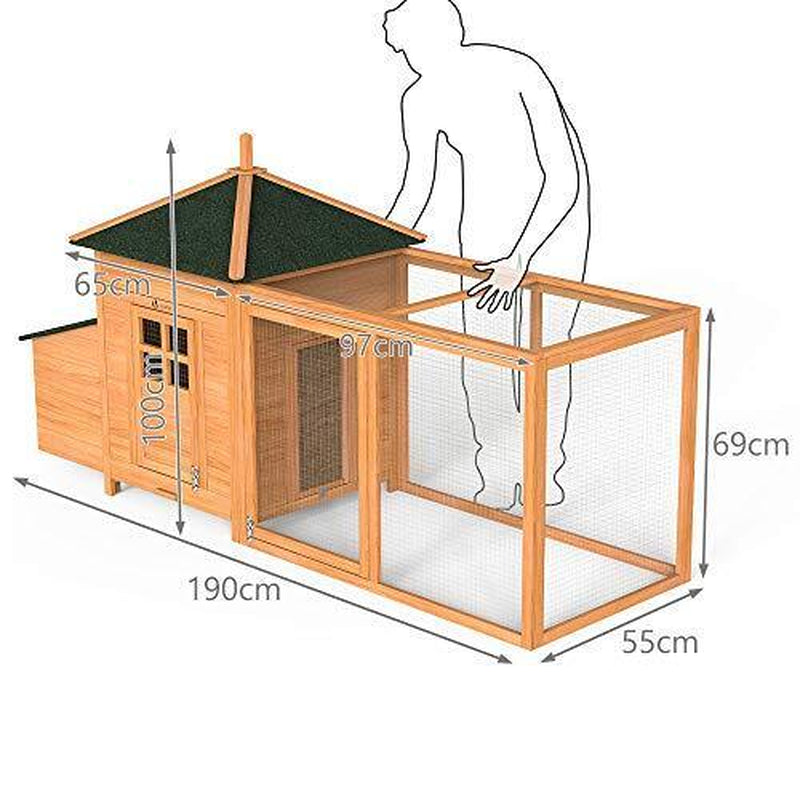 VOUNOT 4401916641303 Small Chicken House Wood Poultry 190 Cm Cm Cm