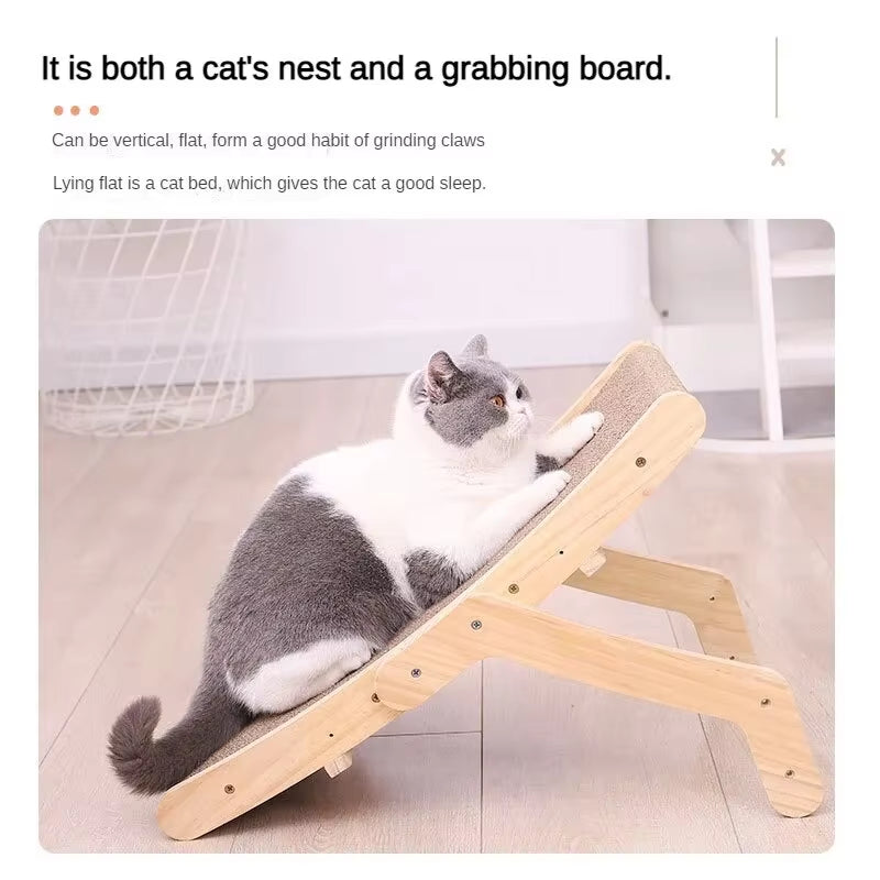 Wooden Cat Scratcher Scraper Detachable Lounge Bed 3 in 1 Scratching Post for Cats Training Grinding Claw Toys Cat Scratch Board