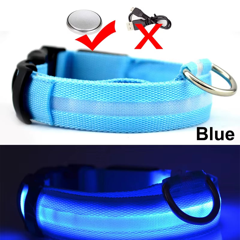 Usb Charging Led Dog Collar Safety Led Luminous Dog Pet Light up Collar Night Nylon Necklace Glowing Leads for Dogs Night Safety