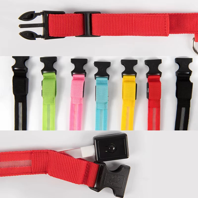 Usb Charging Led Dog Collar Safety Led Luminous Dog Pet Light up Collar Night Nylon Necklace Glowing Leads for Dogs Night Safety