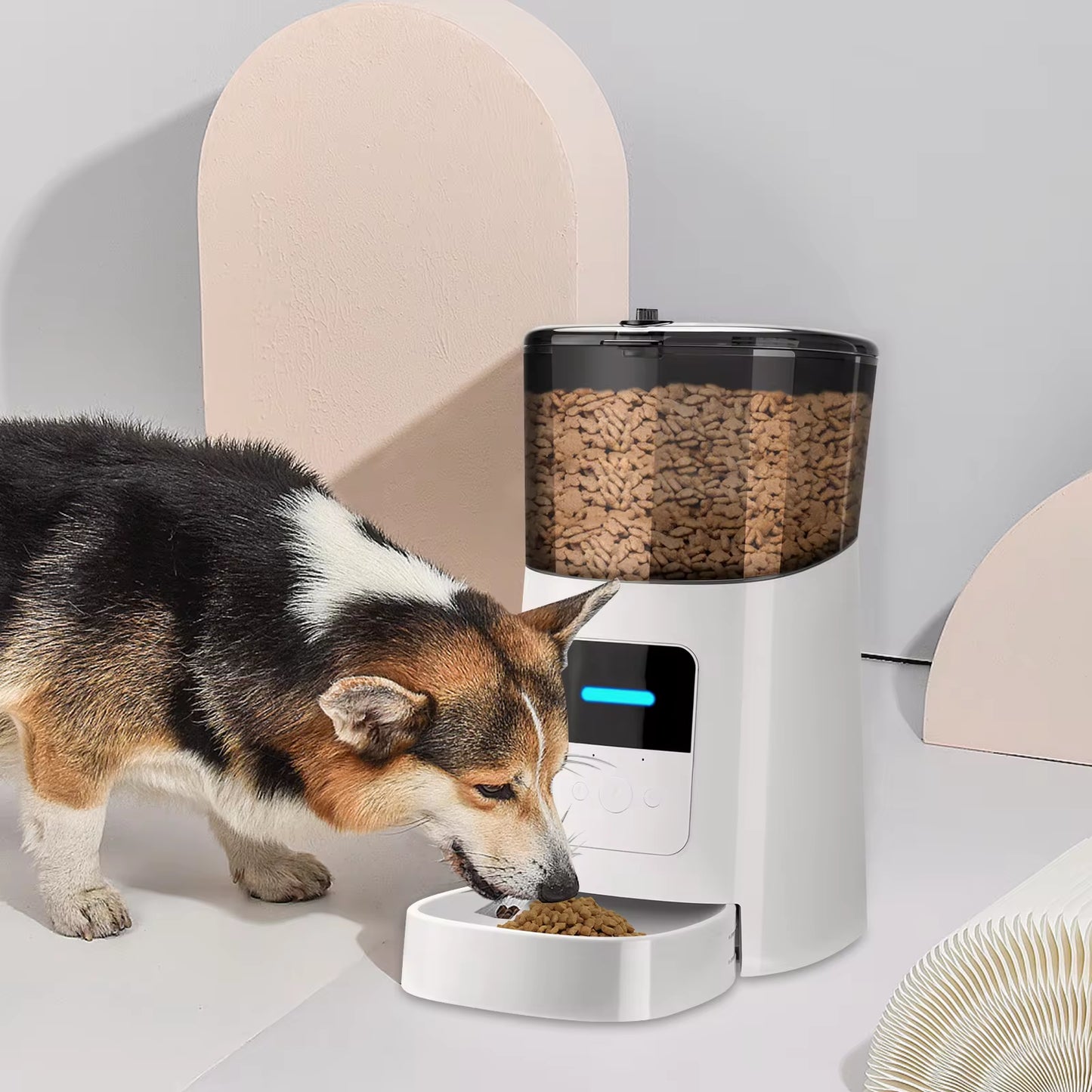6L Automatic Pet Feeder Wi-Fi Enabled Smart Feed Dog Cat Feeder Smartphone App for Mobile Voice Recorder and Programmable Feeder