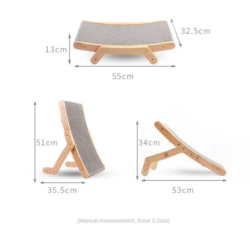 Wooden Cat Scratcher Scraper Detachable Lounge Bed 3 in 1 Scratching Post for Cats Training Grinding Claw Toys Cat Scratch Board
