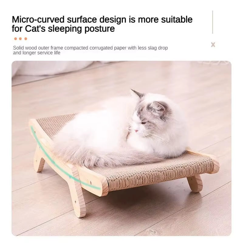 Wooden Cat Scratcher Scraper Detachable Lounge Bed 3 in 1 Scratching Post for Cats Training Grinding Claw Toys Cat Scratch Board