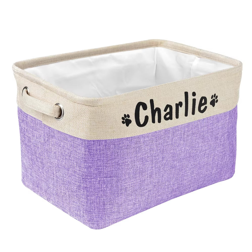 Custom Dog Toys Storage Bins Canvas Collapsible Dog Accessories Storage Basket Bin Pet Organizer Box Perfect for Organizing Toys