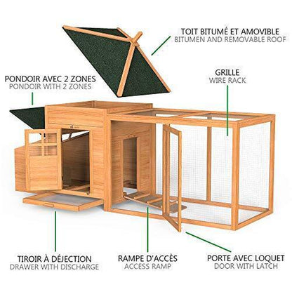 VOUNOT 4401916641303 Small Chicken House Wood Poultry 190 Cm Cm Cm