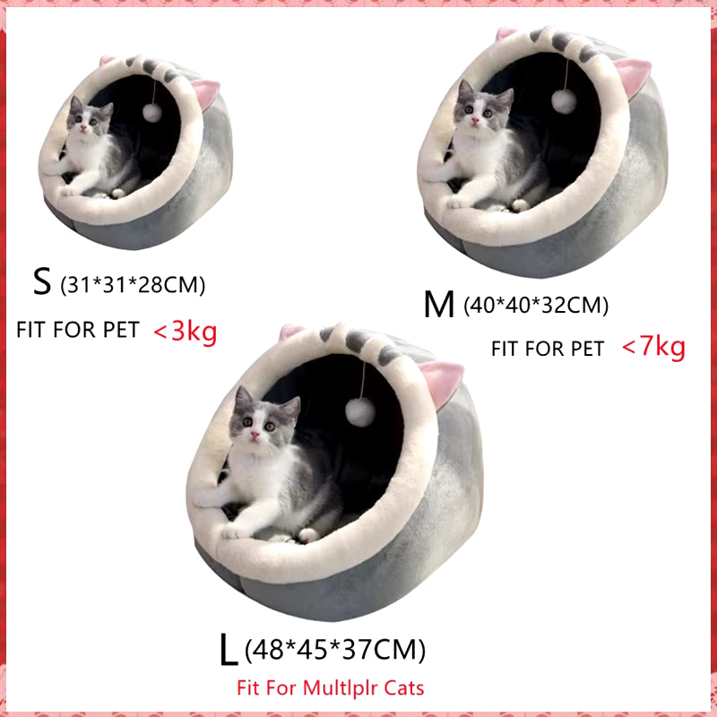 Pet Cat'S Bed Warm Cat House Soft Plush round Bedstent Carrier Dogs and Cats Basket Pillow Cave Mat Pet Accessories for Supplies