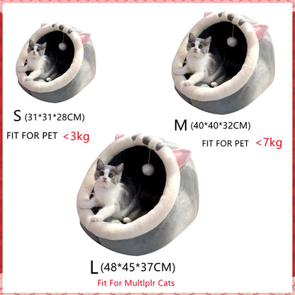 Pet Cat'S Bed Warm Cat House Soft Plush round Bedstent Carrier Dogs and Cats Basket Pillow Cave Mat Pet Accessories for Supplies