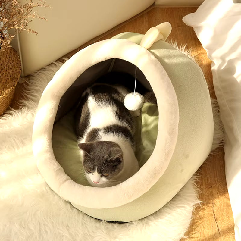 Pet Cat'S Bed Warm Cat House Soft Plush round Bedstent Carrier Dogs and Cats Basket Pillow Cave Mat Pet Accessories for Supplies