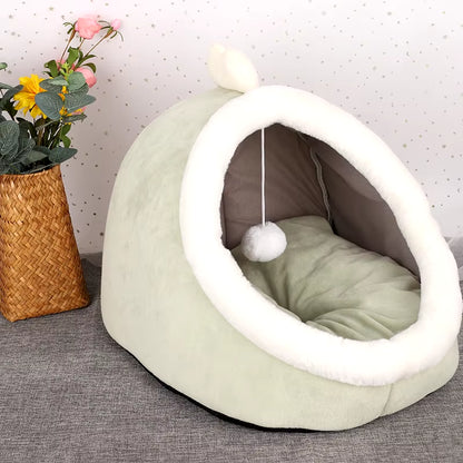 Pet Cat'S Bed Warm Cat House Soft Plush round Bedstent Carrier Dogs and Cats Basket Pillow Cave Mat Pet Accessories for Supplies