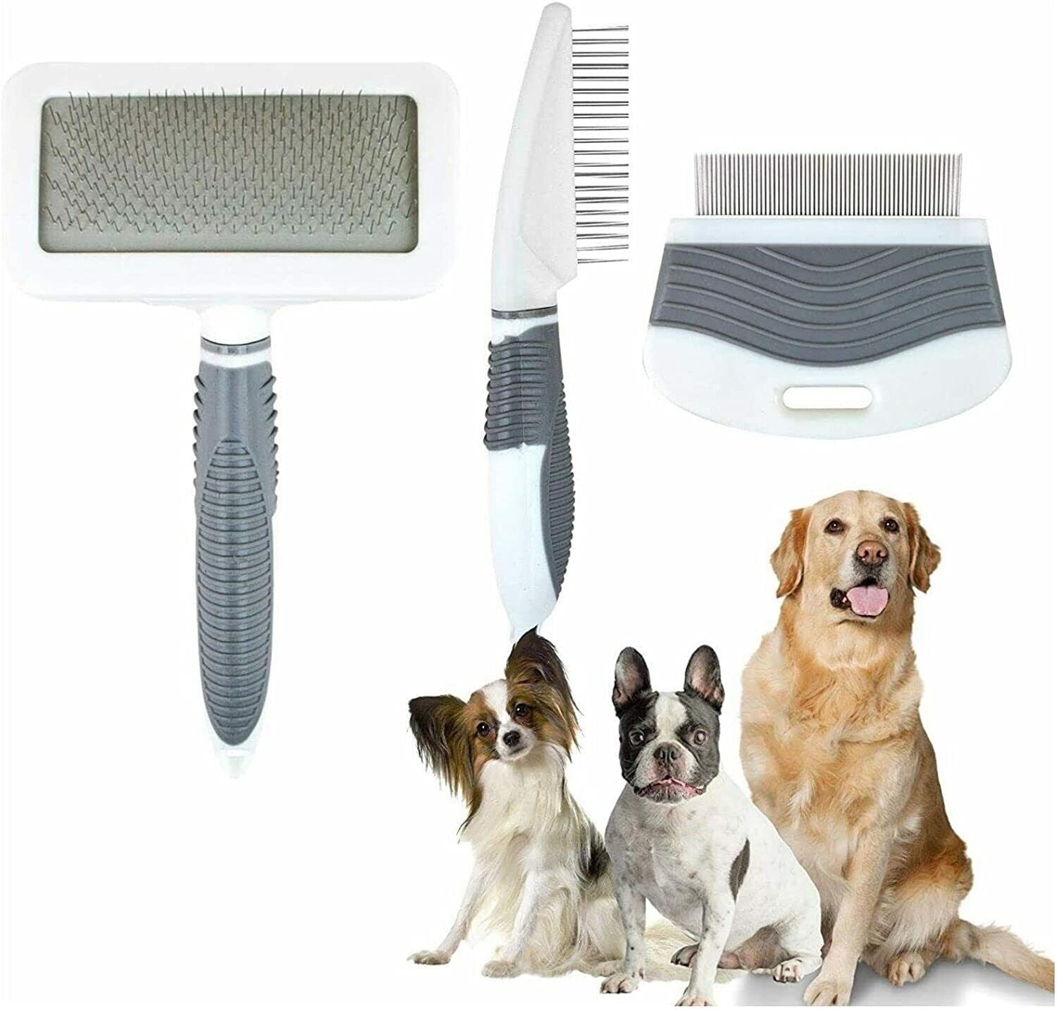Pet Grooming Set for Cat Dog, Grooming Slicker Brush and Comb Set