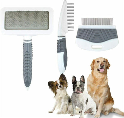 Pet Grooming Set for Cat Dog, Grooming Slicker Brush and Comb Set