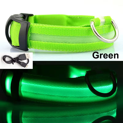 Usb Charging Led Dog Collar Safety Led Luminous Dog Pet Light up Collar Night Nylon Necklace Glowing Leads for Dogs Night Safety