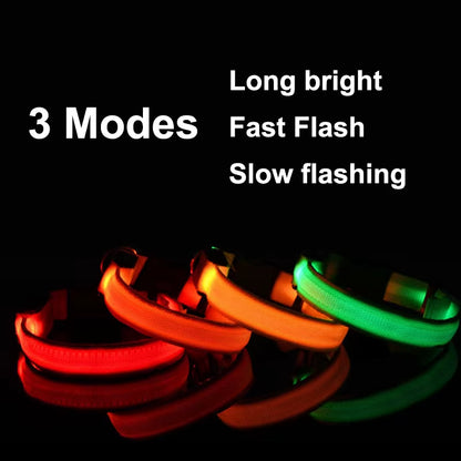 Usb Charging Led Dog Collar Safety Led Luminous Dog Pet Light up Collar Night Nylon Necklace Glowing Leads for Dogs Night Safety