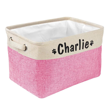 Custom Dog Toys Storage Bins Canvas Collapsible Dog Accessories Storage Basket Bin Pet Organizer Box Perfect for Organizing Toys