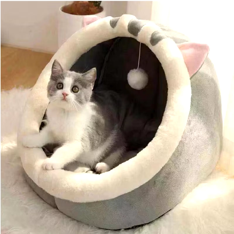 Pet Cat'S Bed Warm Cat House Soft Plush round Bedstent Carrier Dogs and Cats Basket Pillow Cave Mat Pet Accessories for Supplies