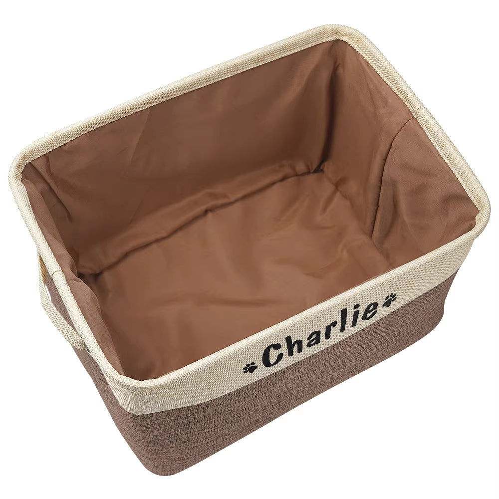Custom Dog Toys Storage Bins Canvas Collapsible Dog Accessories Storage Basket Bin Pet Organizer Box Perfect for Organizing Toys