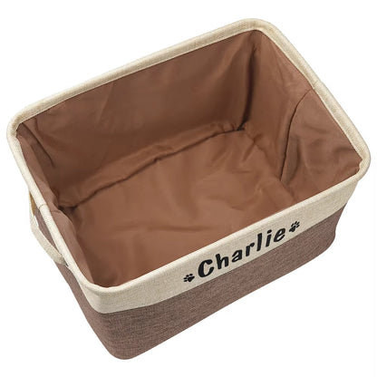 Custom Dog Toys Storage Bins Canvas Collapsible Dog Accessories Storage Basket Bin Pet Organizer Box Perfect for Organizing Toys