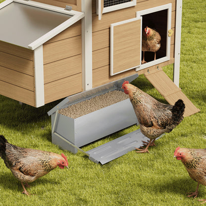 Automatic Chicken Feeder Galvanized Treadle Poultry Auto-Feeder Outdoor Garden